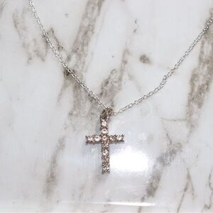 Rhinestone crystal cross necklace